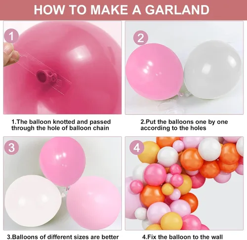 Miniatura 6 de Kit de arco de guirnalda de globos rosados, kit de arco de globos de color rosa, amarillo y naranja, globos de látex para fiesta de cumpleaños, baby