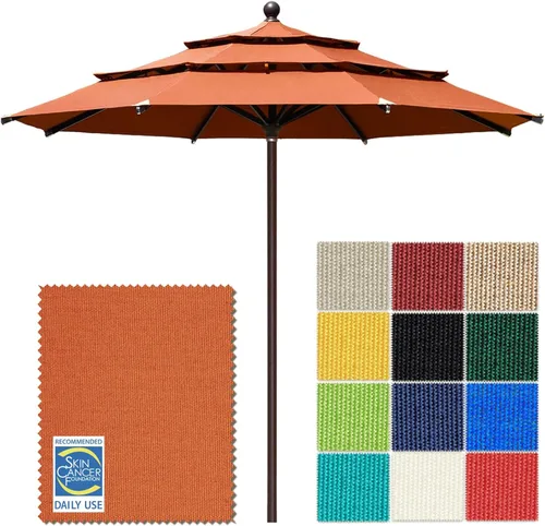 Miniatura 37 de EliteShade USA Sombrilla de Mercado de 10 Años Sin Decoloración de 9 Pies 3 Niveles Sombrilla de Patio Sombrilla de Mesa para Exteriores con Beige
