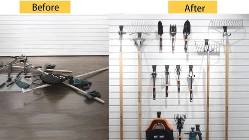 Miniatura 5 de Slatwall - Ganchos para colgar en la pared, accesorios de Slatwall para garaje, ganchos y ganchos de varios tamaños, paquete de 14