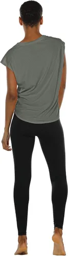 Miniatura 4 de icyzone Camiseta de entrenamiento para mujer Fitness Gym Yoga Running Ejercicio Cap Mangas Tops