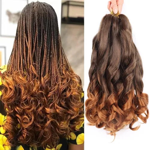 Miniatura 88 de Cabello rizado francés para trenzar de 12 pulgadas, 8 paquetes de cabello rizado preestirado para trenzas de caja, rizos franceses, trenzas