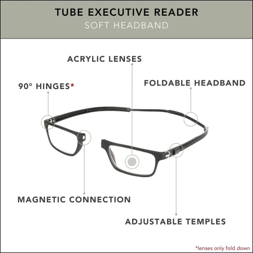 Miniatura 7 de Clic Lentes de lectura magnéticos, lectores ajustables para colgar en el cuello, ajuste seguro con diadema híbrida, tubo ejecutivo