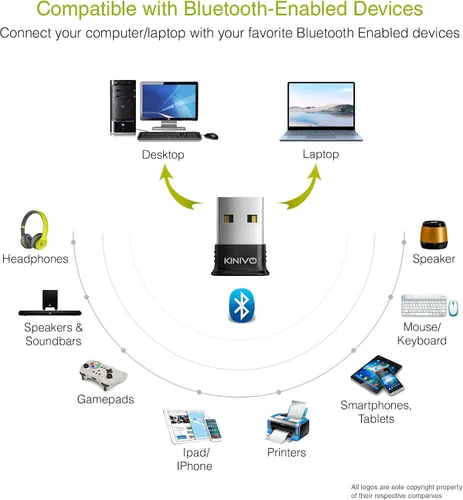 Miniatura 4 de Adaptador USB Bluetooth Kinivo para PC BTD400 (dongle receptor Bluetooth 4.0, baja energía) - Compatible con Windows 11/10/8.1/8, Raspberry Pi