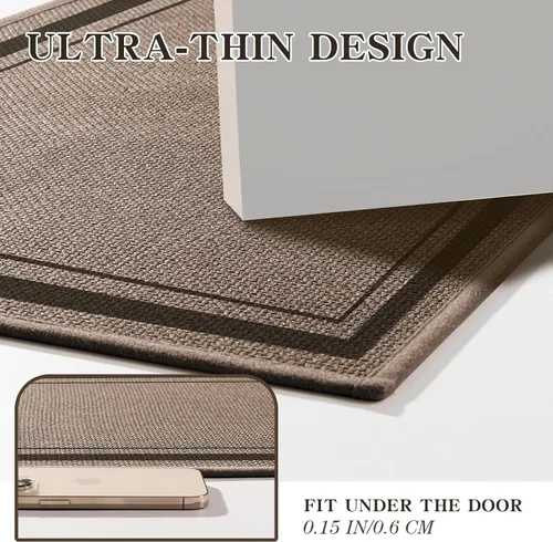 Miniatura 3 de chakme Juego de 2 alfombras de baño ultrafinas, absorbentes, antideslizantes, lavables a máquina, color beige oscuro, 17 x 24 pulgadas + tapete
