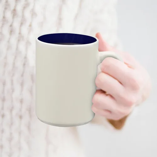 Miniatura 7 de DISCOUNT PROMOS Juego de 10 tazas de cerámica brillantes de dos tonos, 15 oz. - Gres, suave, duradero, mango en C, color azul
