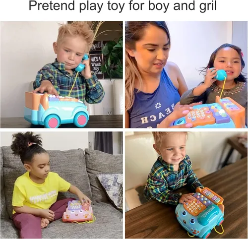 Miniatura 4 de Teléfono de juguete para bebés de dibujos animados Baby Piano Music Light Toy Juguete de regalo para niño y niña, regalo de educación temprana, azul