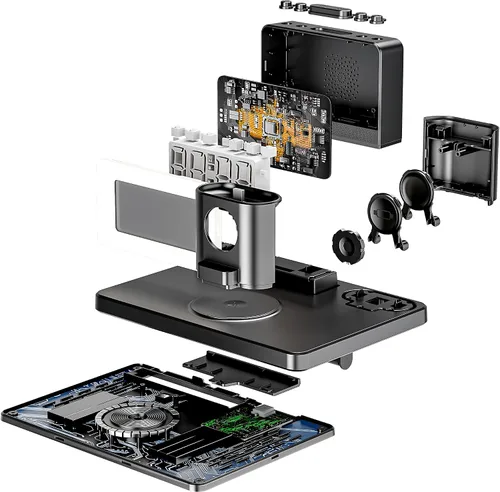 Miniatura 9 de Estación de carga rápida inalámbrica, reloj despertador 7 en 1 con soporte de cargador inalámbrico, base de carga para Apple, para múltiples