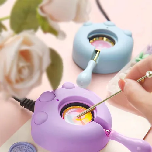 Miniatura 4 de Calentador eléctrico de sellos de cera, calentador de sello eléctrico azul para derretir cera, perlas con cuchara, agitar para hacer manualidades