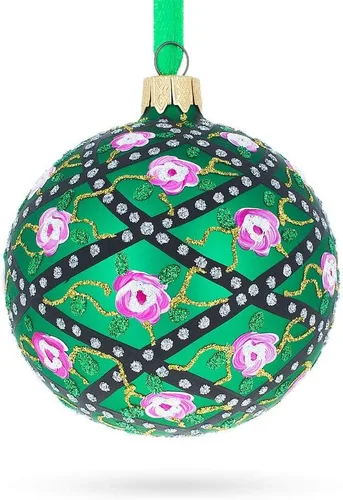 Miniatura 5 de 1907 Rose Trellis Royal Egg - Bola de cristal verde adorno de Navidad de 3.25 pulgadas