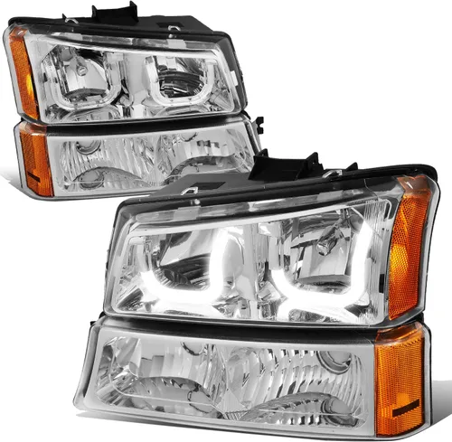 Miniatura 9 de Auto Dynasty Conjunto de faros LED DRL compatible con Chevy Avalanche Silverado 1500-3500 2003-2007, repuesto de faros delanteros laterales