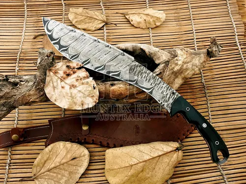 Miniatura 4 de HUNTEX - Cuchillo Kukri táctico zombi exclusivo de Damasco legendario Cuchillo Kukri táctico zombi de alta calidad 20 pulgadas de largo
