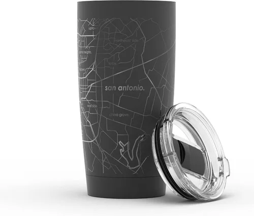 Miniatura 59 de Well Told Vaso de café aislado con diseño grabado de mapa de Atlanta Georgia, taza de acero inoxidable grabada (20 onzas, negro) con diseño de mapa