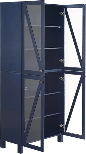 Miniatura 12 de Crosley Furniture Cassai - Armario de almacenamiento alto para despensa con estantes, cocina, comedor o lavandería, color azul marino