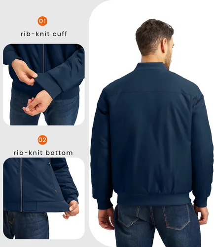 Miniatura 6 de Rdruko Chaquetas bomber para hombre, diseño de cebolla, acolchadas, cortavientos, con cremallera, 4 bolsillos, impermeables, de satén, para vuelo