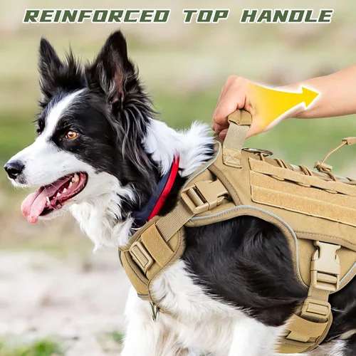 Miniatura 3 de WINGOIN Arnés táctico para perros pequeños, arnés resistente sin tirones con asa, ajustable, reflectante, militar, K9, chaleco para mascotas