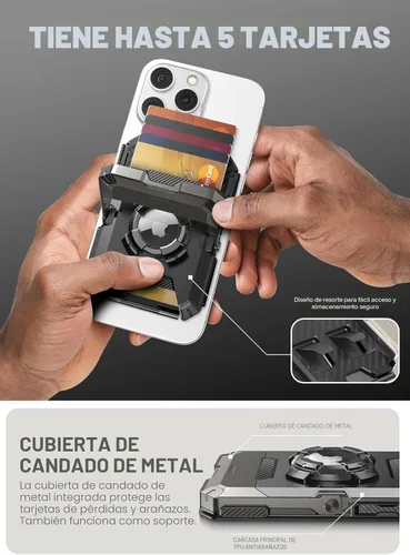 Miniatura 4 de SUPCASE Cartera MagSafe con soporte AirTag, cartera magnética para Airtag para hombres, [capacidad para 5 tarjetas] [Soporte ajustable]