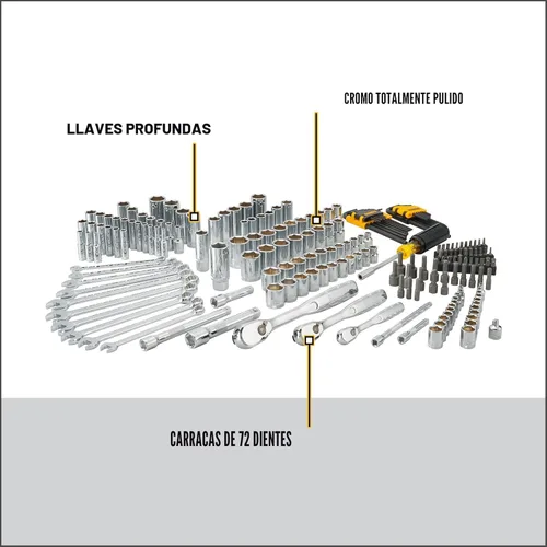 Miniatura 4 de DEWALT - Juego de herramientas mecánicas, encastre de 0.25, 0.375 y 0.5 pulgadas, SAE/métrico, 205 piezas (DWMT81534)