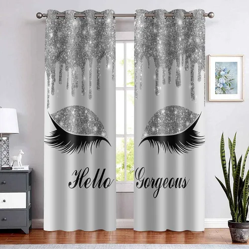 Miniatura 25 de Hello Gorgeous - Cortina de pestañas de unicornio, para oscurecer la habitación, con aislamiento térmico, con ojales, para decoración de dormitorio