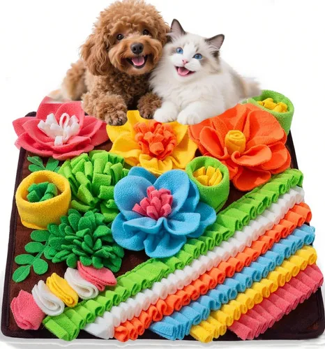 Miniatura 13 de Tapete de olfateo para perros, gatos, conejos, tapete de alimentación de golosinas para mascotas, 15.4 x 15.4 pulgadas para pequeños y medianos