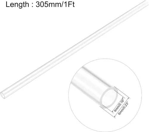Miniatura 2 de uxcell 2 tubos rígidos transparentes de 0.157 in (5/32 pulgadas) de diámetro interior x 0.236 in de diámetro exterior x 1 pie de longitud tubo