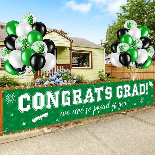 Miniatura 17 de Cartel de graduación de 37 piezas para decoración de globos de clase de 2026, pancarta de felicitaciones graduadas para decoración al aire libre
