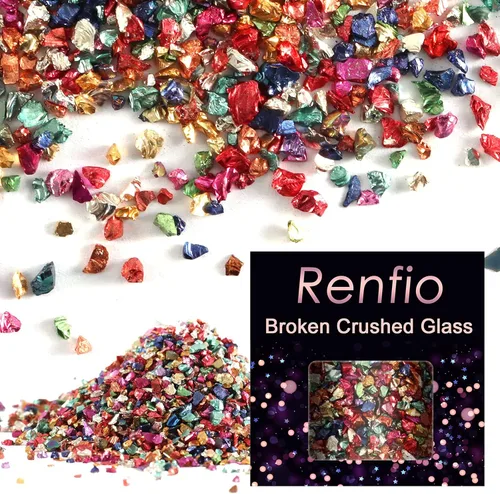 Miniatura 17 de Renfio Fragmentos de purpurina de vidrio triturado roto de 0.079 a 0.157 pulgadas, irregulares, pequeños chips metálicos gruesos, 7 onzas (7.05 oz)