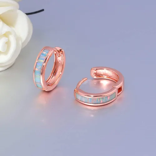 Miniatura 23 de CiNily Aretes Huggie de ópalo con bisagras, chapados en oro, hipoalergénicos, pequeños aretes de aro para mujeres, adolescentes, niñas, hombres