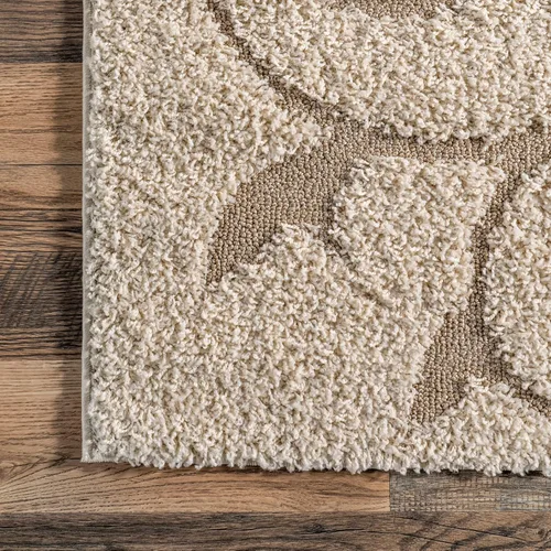 Miniatura 5 de NuLOOM - Alfombra de pelo de Maisha con diseño de remolinos, hecha a máquina, 10 pies x 14 pies, color crema