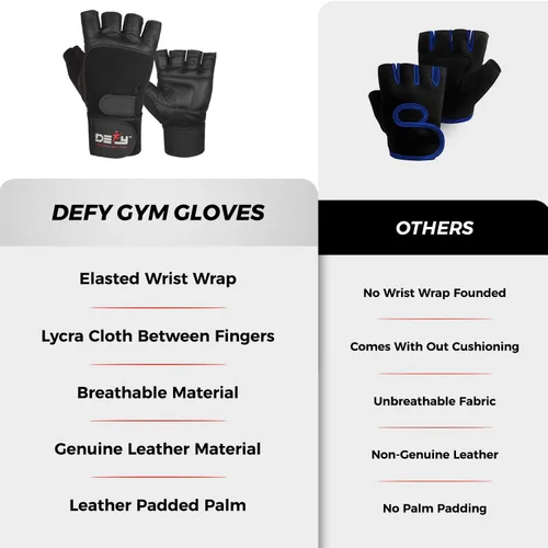 Miniatura 7 de DEFY - Guantes de levantamiento de pesas acolchados con muñequera de 13 pulgadas de largo, guantes de gimnasio de cuero genuino para levantamiento