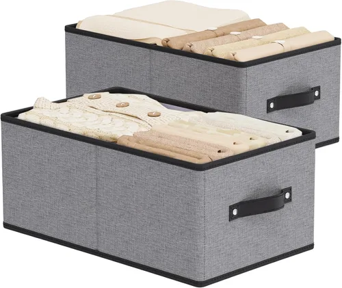 Cestas de almacenamiento con asas, organizadores de cajones de tela, contenedores de almacenamiento para estantes de dormitorio y lavandería, 18.5 ×