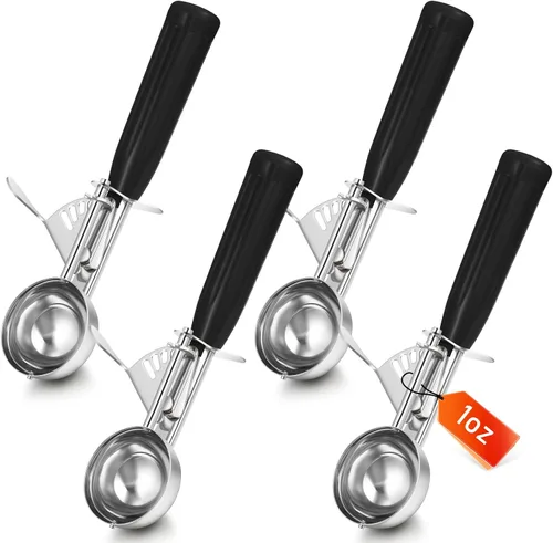 Miniatura 10 de Reallnaive 2 Cucharas para Galletas con Liberación, Cuchara para Helado con Liberación por Gatillo, Cuchara de Porción de Acero Inoxidable