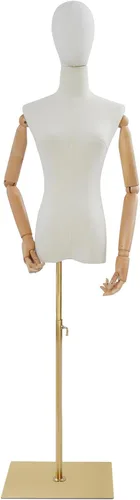 Vestido de maniquí femenino con forma de torso, cuerpo de maniquí con cabeza desmontable, manos de madera y soporte de altura ajustable, para