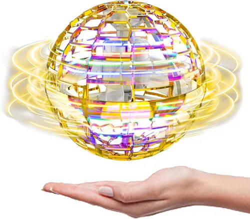 Miniatura 16 de Bola mágica de orbe volador con luces, mini dron operado a mano OVNI, juguete galáctico Fidget Spinner Boomerang Hover, regalo de cumpleaños