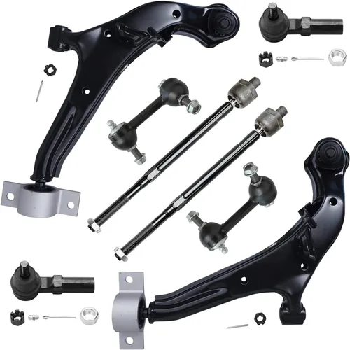 Miniatura 420 de Detroit Axle - Kit de brazos de control de extremo delantero de 8 piezas para Dodge Dakota 00-04, Durango 00-03, 4 brazos de control superior e