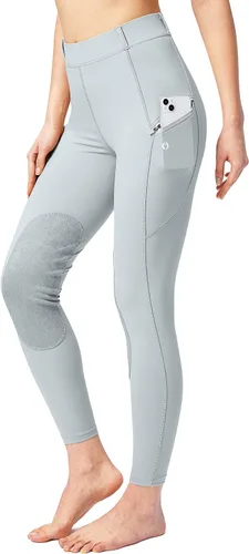 SANTINY Pantalones de equitación para mujer con bolsillos con cremallera, mallas de escuela con parche en la rodilla, pantalones ecuestres para mujer