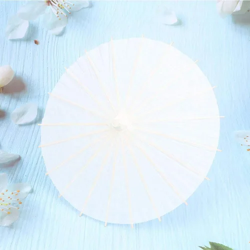 Miniatura 2 de Paraguas de papel resistente a la lluvia sombrilla china hecha a mano ideal para bodas damas de honor blanco puro 2