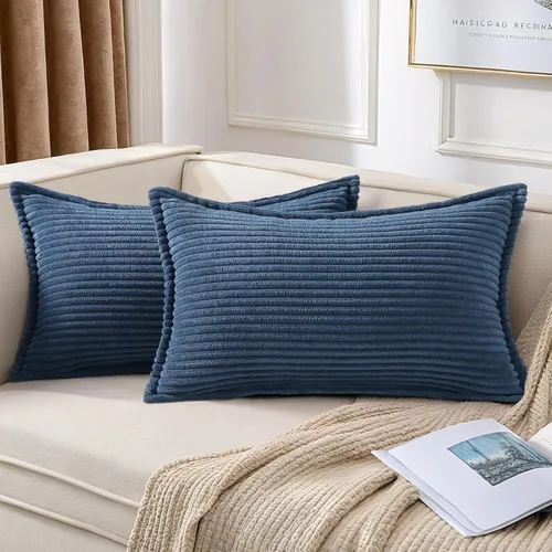 Miniatura 33 de Mecatny Juego de 2 fundas de almohada de pana de 16 x 16 pulgadas, fundas decorativas neutrales suaves de estilo bohemio para sofá y sala de estar