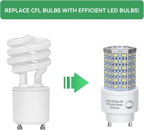 Miniatura 5 de BMXKPO foco GU24 LED regulable 10 W, 4000 K, 1600 lúmenes (equivalente a 100 W), reemplaza bombilla CFL de torsión de 2 puntas (paquete de 4)