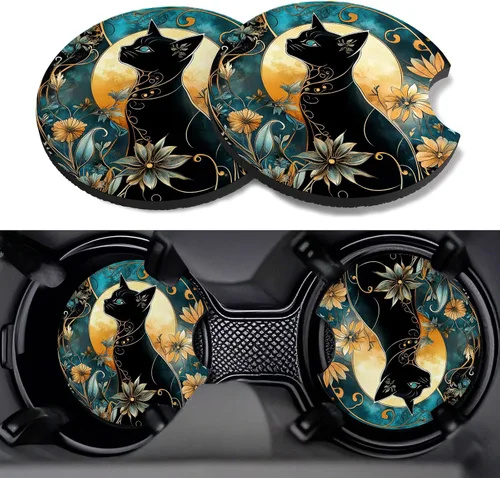 Miniatura 33 de Posavasos para automóvil, paquete de 2 posavasos para automóvil, 2.75 pulgadas, antideslizantes y absorbentes, para portavasos de automóvil