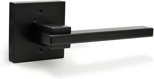 Miniatura 37 de Orger Paquete de 1 manija de puerta de paso negra para pasillo y armario, juego de manijas sin bloqueo, roseta cuadrada sin llave, reversible