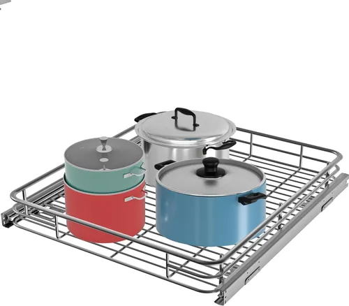 Miniatura 10 de JOWBOOW Organizador de gabinete extraíble (20" An x 21" Pr), Estantes extraíbles para gabinetes de cocina, Cajones deslizables de metal resistente