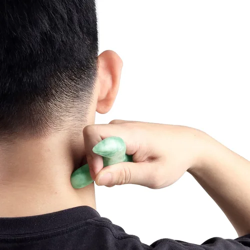Miniatura 6 de Herramienta de masaje de punto de activación de tejido profundo, piedra de raspado de acupuntura de jade natural Gua Sha, masajeador de punto