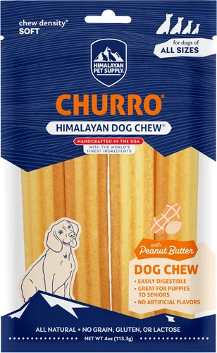 Himalayan Dog Chew Churro de queso de yak para perros, 100% natural, duradero, sin gluten, chucherías saludables y seguras para perros, sin lactosa
