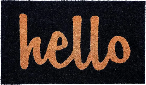 Calloway Mills Script Hello Felpudo (negro/natural, 24 x 48 pulgadas)