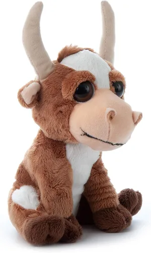 Miniatura 6 de The Petting Zoo Longhorn - Animal de peluche, regalos para niños, animales de zoológico de ojos brillantes, juguete de peluche de cuerno largo de 7