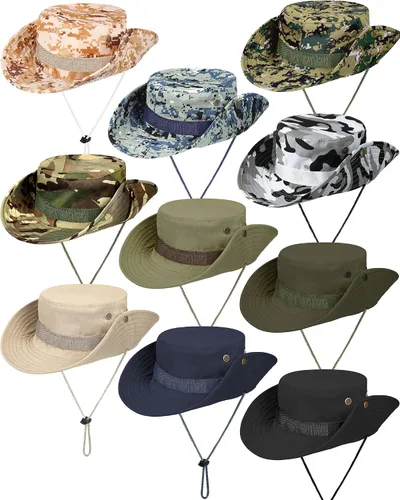 Miniatura 8 de 10 sombreros Boonie de ala ancha, diseño de camuflaje, protección solar UV, sombrero de pesca para hombres y mujeres, senderismo, safari, caza