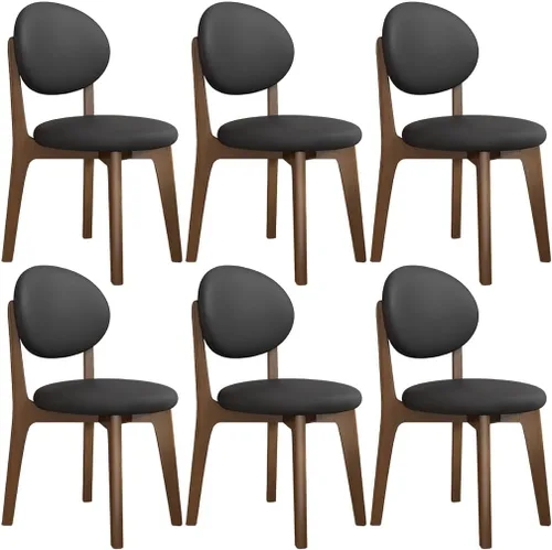 Miniatura 19 de YVYKFZD Juego de sillas de comedor, sillas de cocina de madera maciza, silla de comedor de granja con respaldo curvo, silla tapizada de cuero