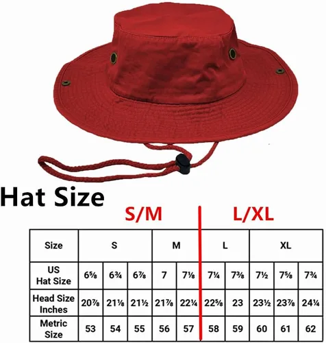 Miniatura 5 de Glory Max Sombrero de pescador de algodón lavado con correa de barbilla gorra de pesca Sun Safari Boonie Rojo