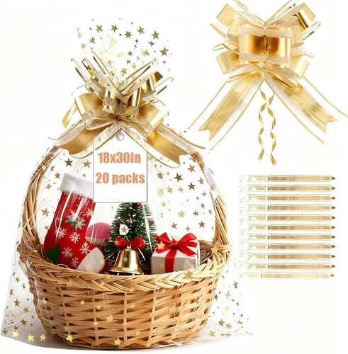 Miniatura 16 de 100 bolsas de regalo de celofán con estampado de estrellas, de 6 x 10 pulgadas, bolsas de regalo de celofán, bolsas de regalo de fiesta, bolsas