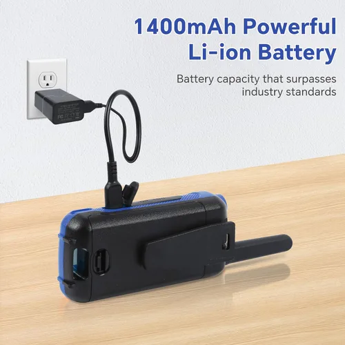 Miniatura 4 de V22 Walkie Talkies recargables para adultos, 22 canales FRS, radios bidireccionales meteorológicas NOAA con pantalla LCD, linterna VOX, batería